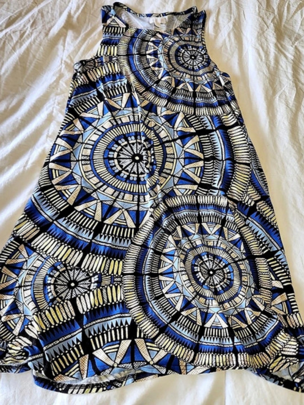 A:Glow Geometric Maternity Maxi Dress in Blue & Black Size Lg